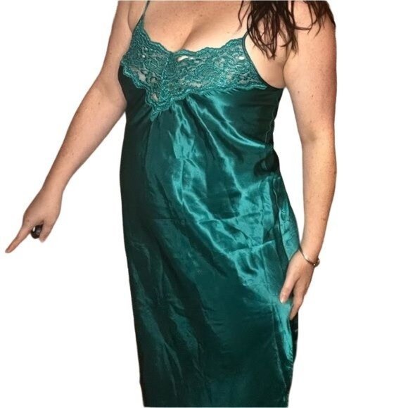 Vintage Inner Most Jade satin night gown‎ neglige size M - Picture 4 of 9